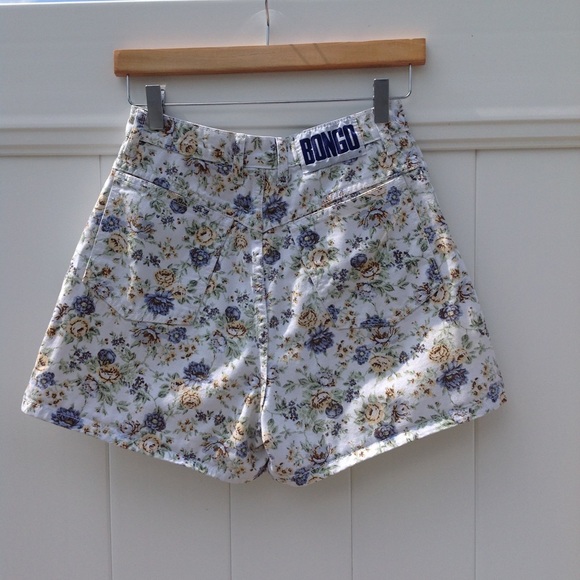 Vintage 90's BONGO Hi Rise Floral Jean Shorts 25 - Picture 5 of 11
